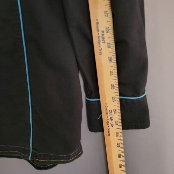 Coogi Embroidered Snake Button Front Shirt Mens XXXL Black Gold Long Sleeves - Picture 11 of 15